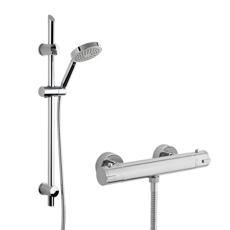Nuie Minimalist Thermostatic Bar Valve & Single-Function Round Shower Set Chrome SBR65BV1