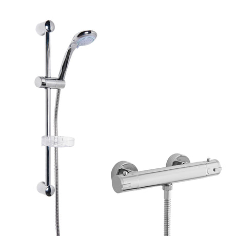 Nuie Minimalist Thermostatic Bar Valve & Multi-Function Shower Set Chrome SBR81BV1