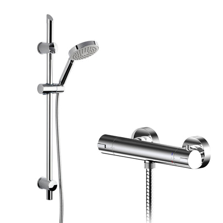 Nuie Arvan Thermostatic Bar Valve & Single-Function Round Shower Set Chrome SBR85BV1