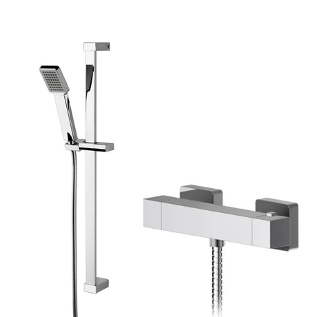 Nuie Sanford Square Thermostatic Bar Shower Valve & Shower Kit Chrome SBS69BV1