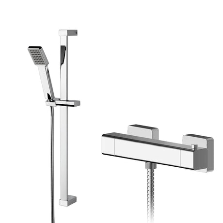Nuie Windon Square Thermostatic Bar Shower Valve & Shower Kit Chrome SBS70BV1