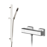Nuie Windon Square Thermostatic Bar Shower Valve & Minimalist Shower Kit Chrome SBS94BV1