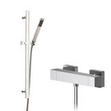 Nuie Sanford Square Thermostatic Bar Shower Valve & Minimalist Shower Kit Chrome SBS96BV1
