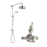 Hudson Reed Victorian Traditional 2-Outlet Thermostatic Exposed Shower Valve & Rigid Riser Shower Set Chrome SBT124TW1