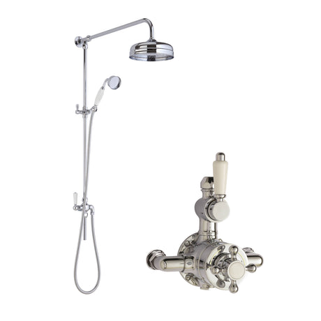 Hudson Reed Victorian Traditional 2-Outlet Thermostatic Exposed Shower Valve & Rigid Riser Shower Set Chrome SBT124TW1