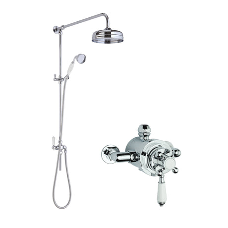 Nuie Dual Traditional 2-Outlet Thermostatic Exposed Shower Valve & Rigid Riser Shower Set Chrome SBT130DU1