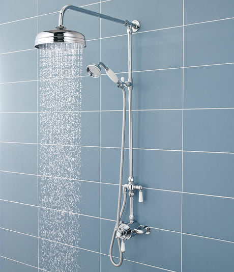 Nuie Dual Traditional 2-Outlet Thermostatic Exposed Shower Valve & Rigid Riser Shower Set Chrome SBT130DU1 LS
