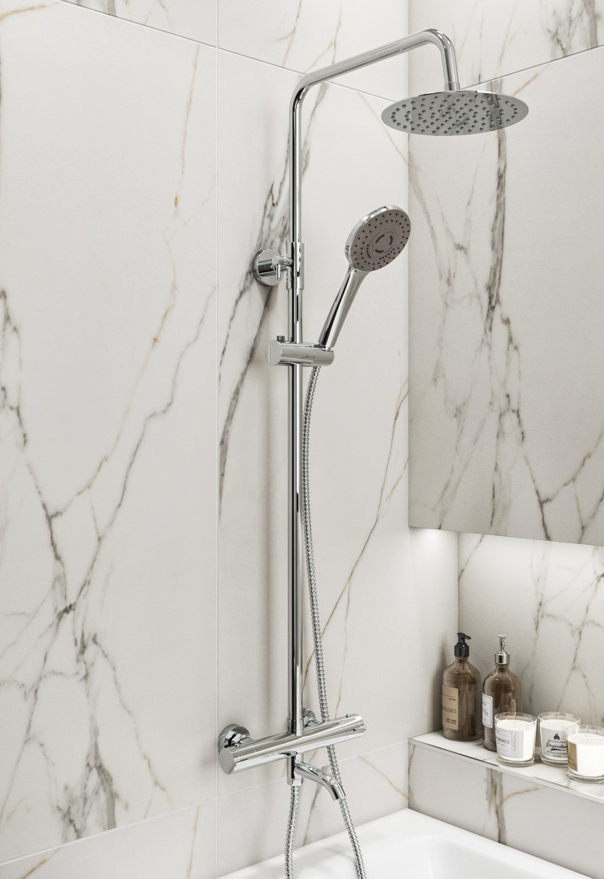 Ellsi Santana Round 3 Outlet Thermostatic Bath Shower Set Chrome SK-07-CH LS