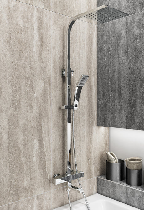 Ellsi Socorro Square 3 Outlet Thermostatic Bath Shower Set Chrome SK-06-CH LS