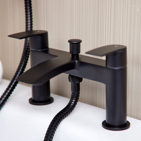 Ellsi Spear Waterfall Bath Shower Mixer Tap & Shower Kit MATT BLACK SPE-02-MB LS2