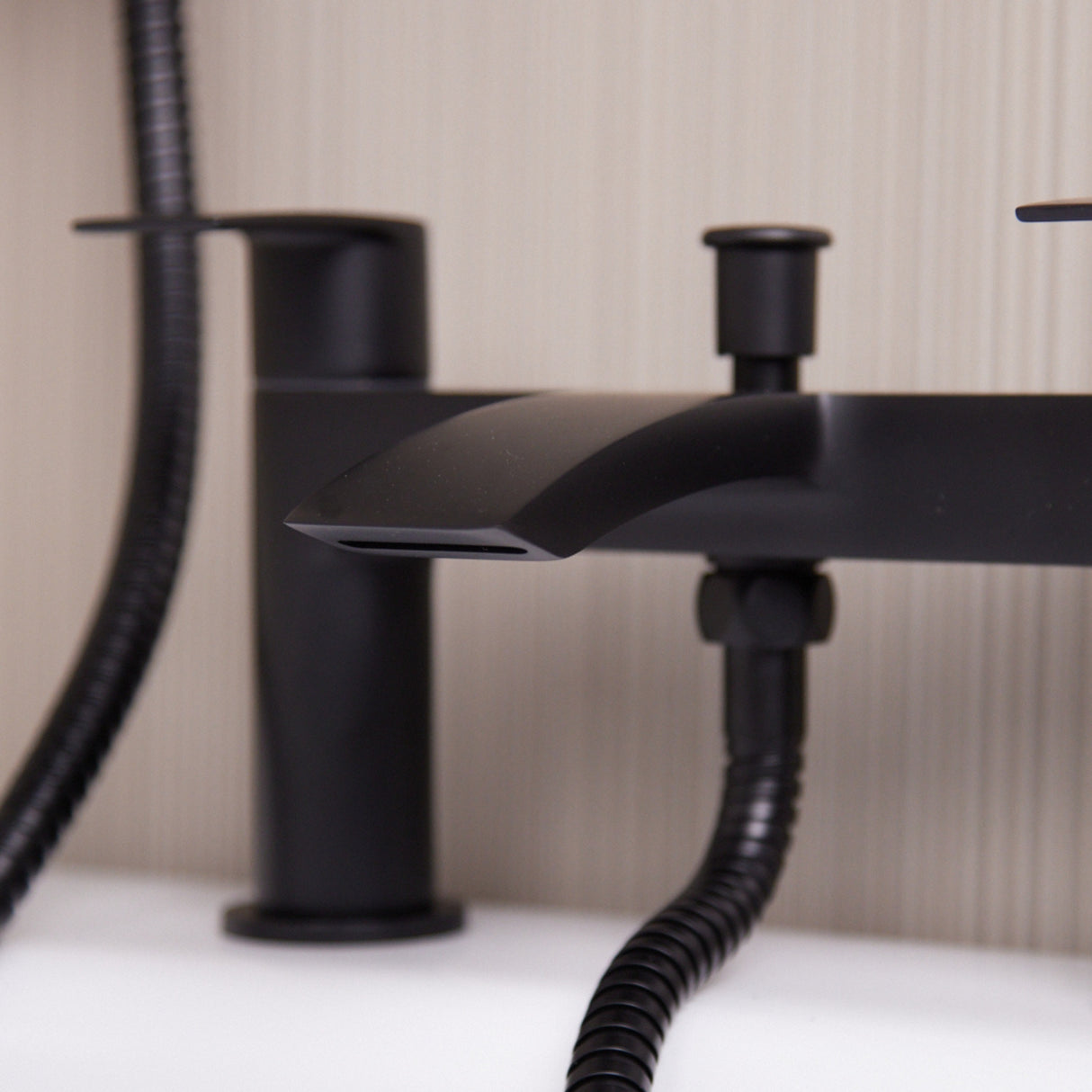 Ellsi Spear Waterfall Bath Shower Mixer Tap & Shower Kit MATT BLACK SPE-02-MB LS2