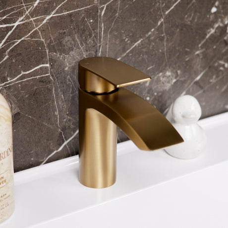 Ellsi Spear Mono Waterfall Basin Mixer Tap BRUSHED BRASS SPE-01-BB LS2
