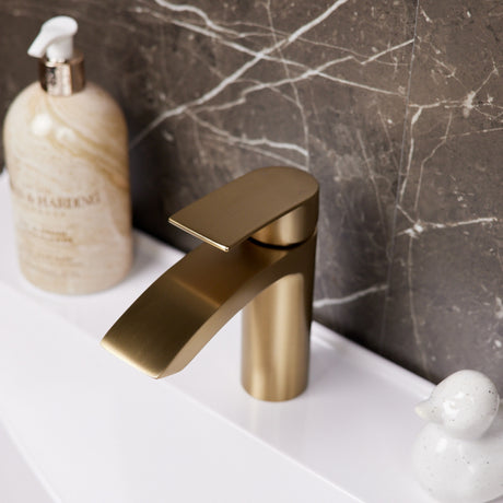 Ellsi Spear Mono Waterfall Basin Mixer Tap BRUSHED BRASS SPE-01-BB LS3