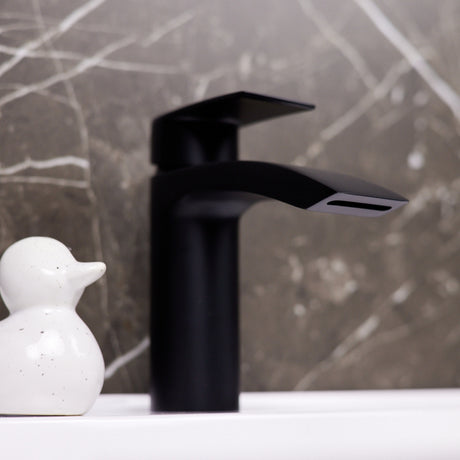 Ellsi Spear Mono Waterfall Basin Mixer Tap MATT BLACK SPE-01-MB LS4