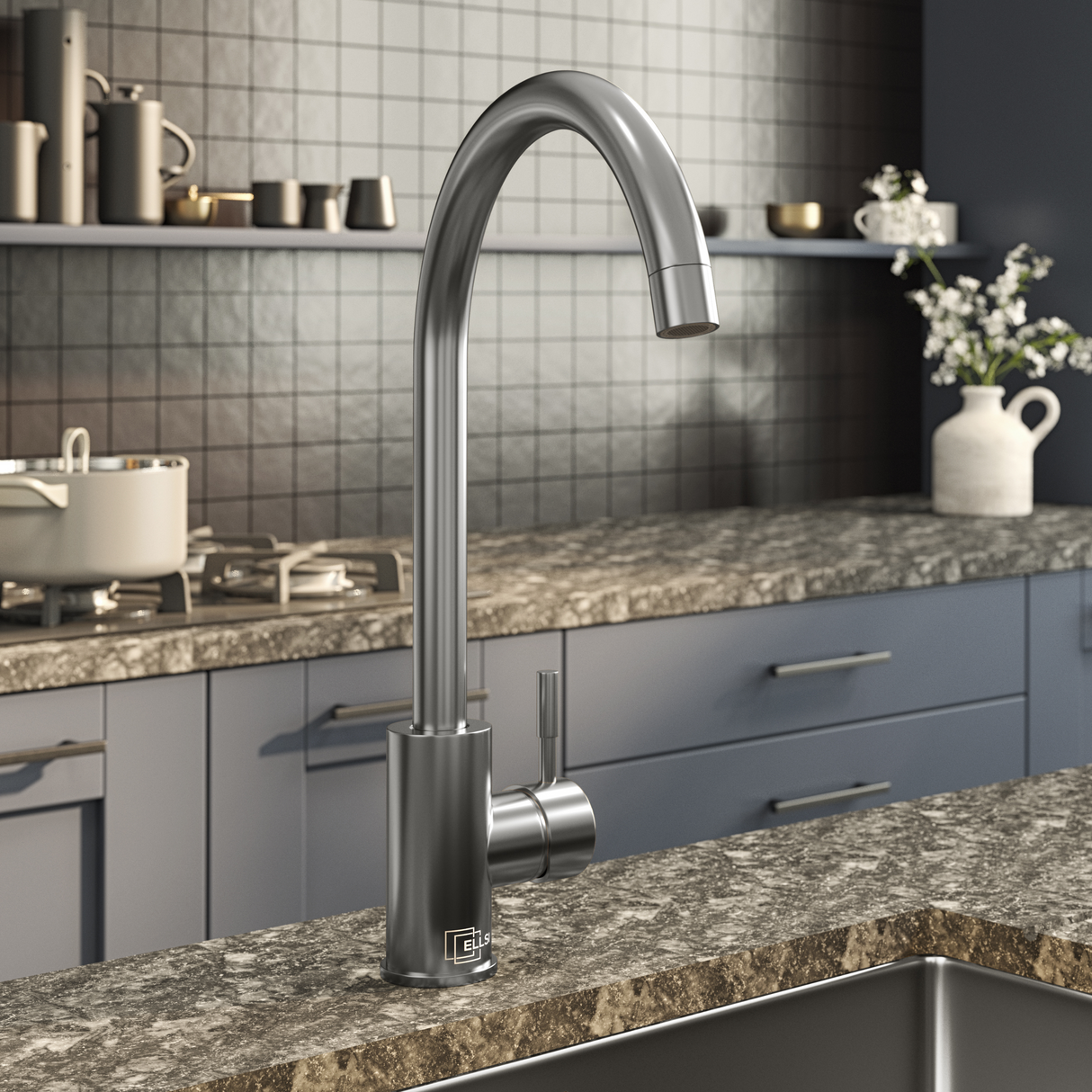 Ellsi Tivoli Single Lever Kitchen Mixer Tap GUN METAL TIV-01-GM LS