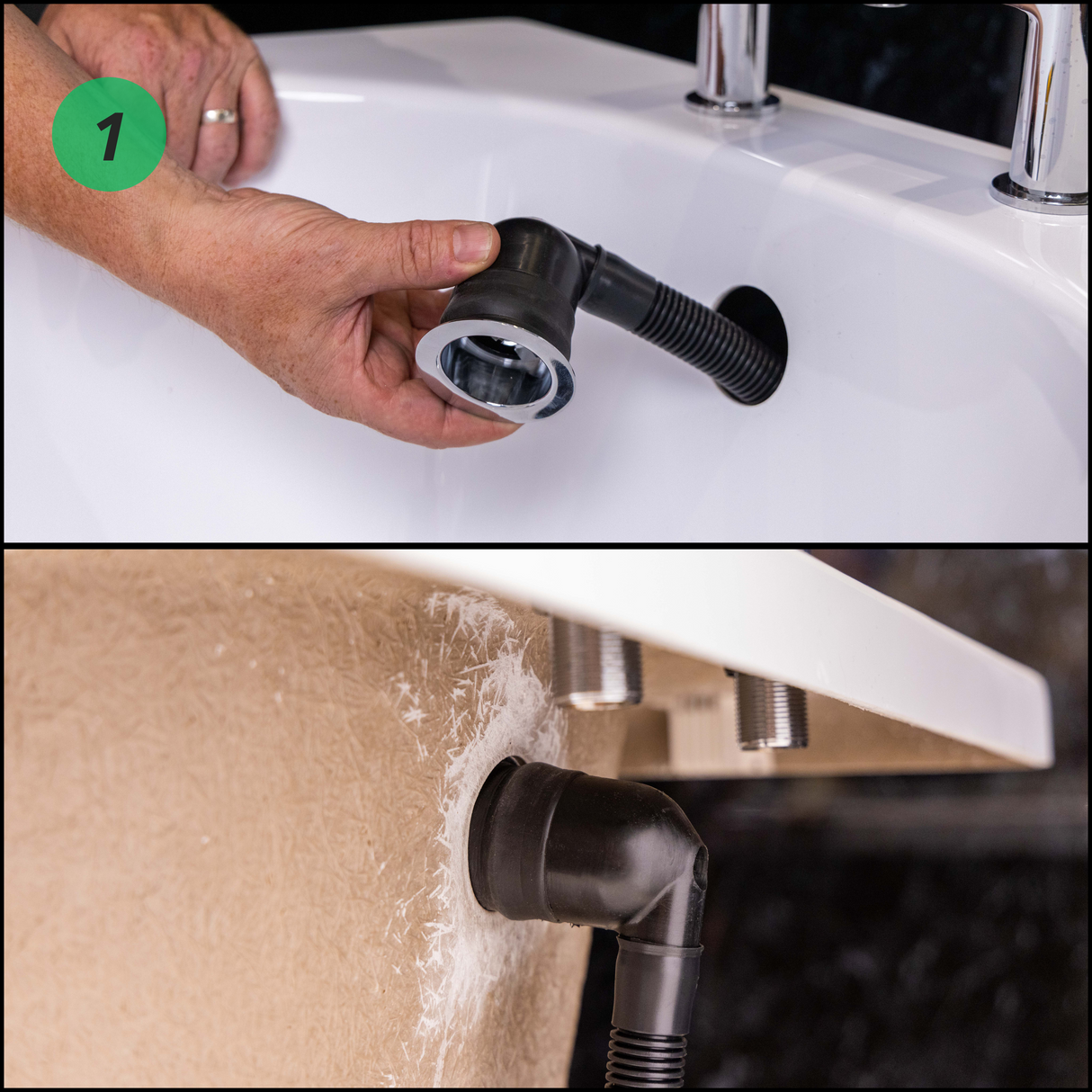 Top-Fix Round Push Button Bath Waste & Overflow Brushed Brass