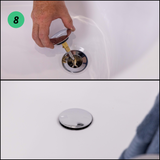 Top-Fix Round Push Button Bath Waste & Overflow Brushed Brass