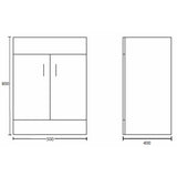 Nuie Eden 500mm Floor Standing 2 Door Vanity Unit & Basin Gloss White VTMW500E LD