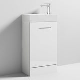 Nuie Mayford 480mm Floor Standing 1 Door Vanity Unit & Basin Gloss White Gloss White VTY058_2