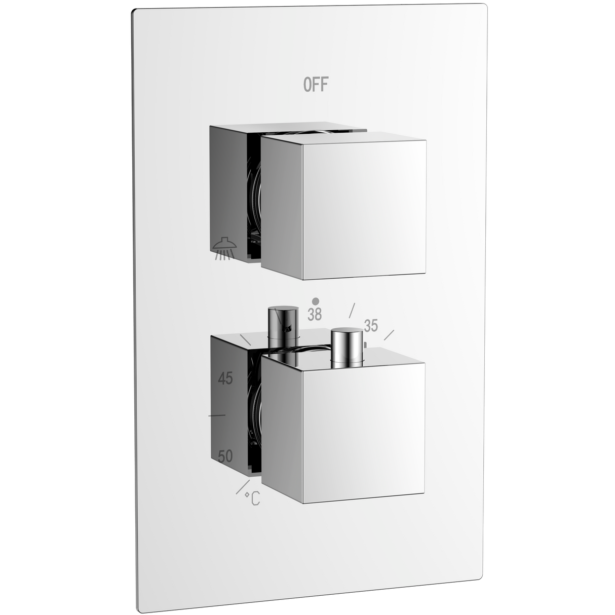 Ellsi Veda 2-Outlet Square Thermostatic Concealed Shower Valve With Diverter Chrome CSV-05-CH