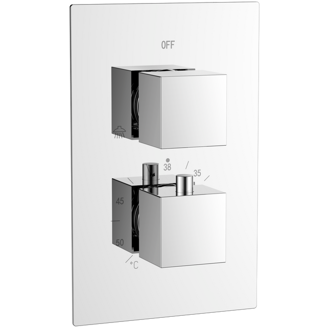 Ellsi Veda 2-Outlet Square Thermostatic Concealed Shower Valve With Diverter Chrome CSV-05-CH