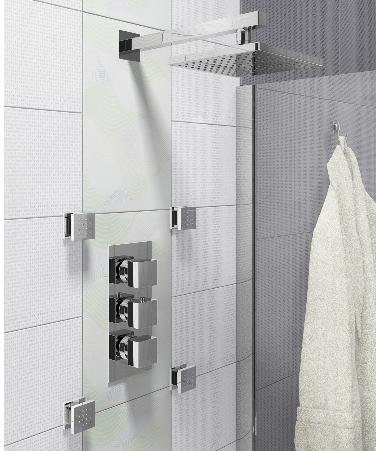 Ellsi Veda 2-Outlet Thermostatic Concealed Shower Valve Chrome CSV-03-CH LS2