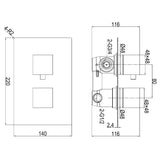 Ellsi Veda 1-Outlet Square Thermostatic Concealed Shower Valve Chrome CSV-06-CH LD