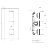 Ellsi Veda 2-Outlet Thermostatic Concealed Shower Valve Chrome CSV-03-CH LD