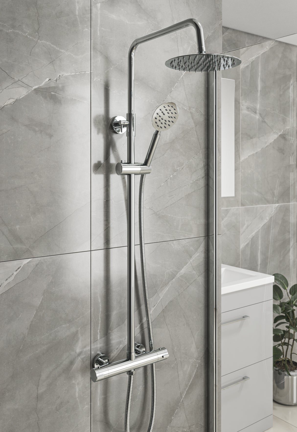 Ellsi Videira Round 2 Outlet Exposed Thermostatic Shower Set Chrome SK-05-CH LS