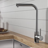 Ellsi Vito L- Neck Single Lever Kitchen Mixer Tap BRUSHED STEEL VIT-03-BS LS