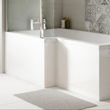 Nuie Acrylic L-Shaped Shower Bath Front Panel Gloss White WBS300 LS