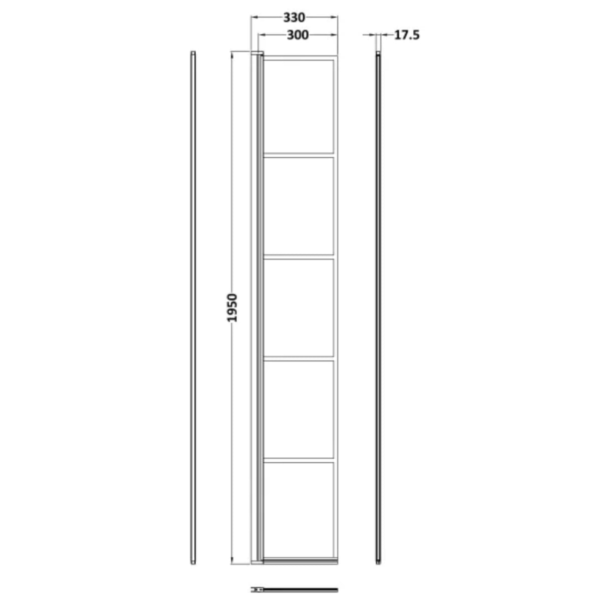 Hudson Reed 8mm Framed Wetroom Return Screen Matt Black WRSF030HC LD