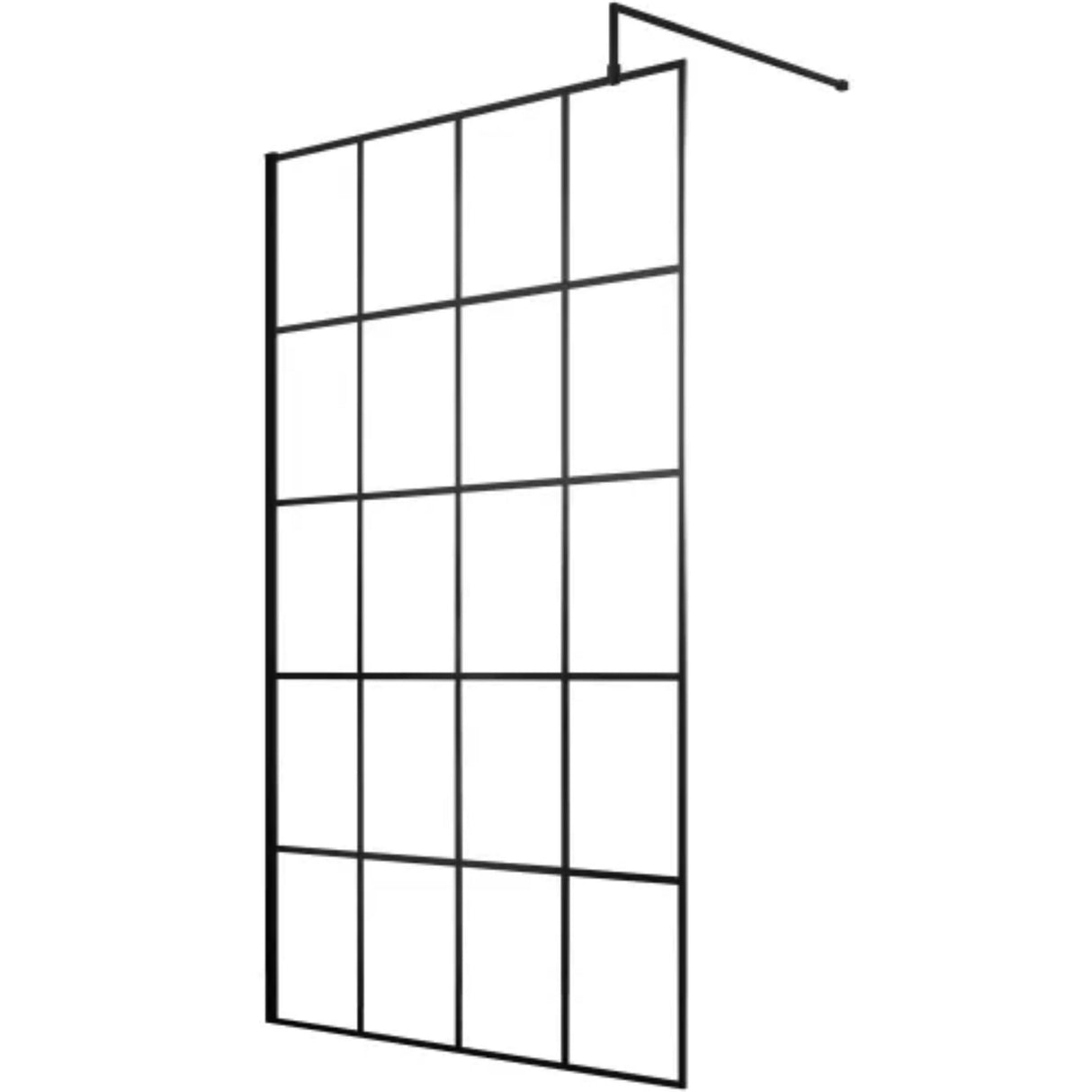 Hudson Reed 8mm Framed Wetroom Screen - Wall Fixed - Matt Black WRSF10
