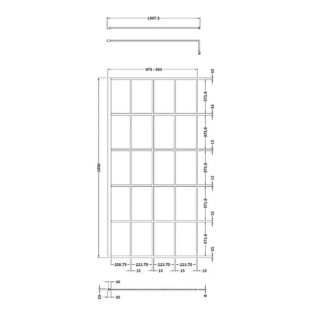 Hudson Reed 8mm Framed Wetroom Screen - Wall Fixed - Matt Black WRSF10 LD