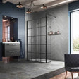 Hudson Reed 8mm Framed Wetroom Screen - Wall Fixed - Matt Black WRSF10 LS1