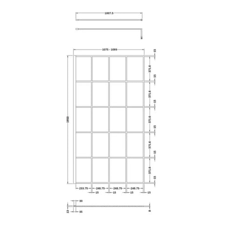Hudson Reed 8mm Framed Wetroom Screen - Wall Fixed - Matt Black WRSF11 LD