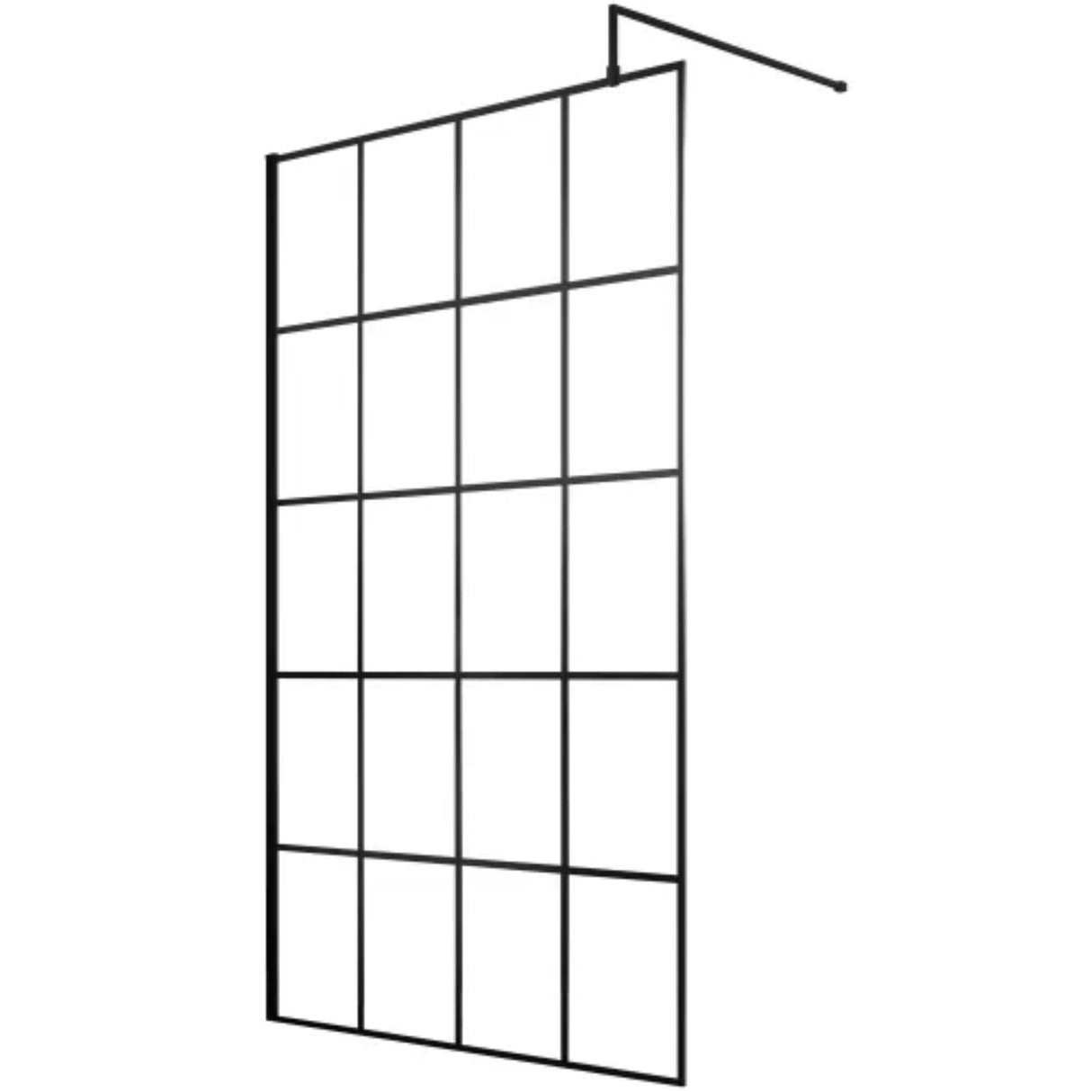Hudson Reed 8mm Framed Wetroom Screen - Wall Fixed - Matt Black WRSF12