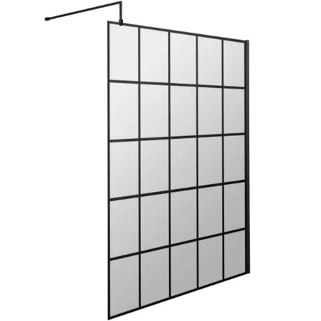 Hudson Reed 8mm Framed Wetroom Screen - Wall Fixed - Matt Black WRSF14