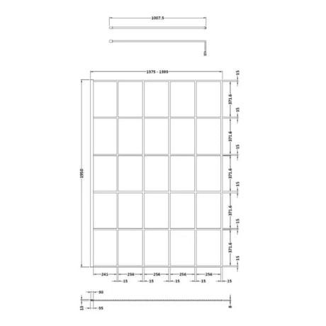 Hudson Reed 8mm Framed Wetroom Screen - Wall Fixed - Matt Black WRSF14 LD