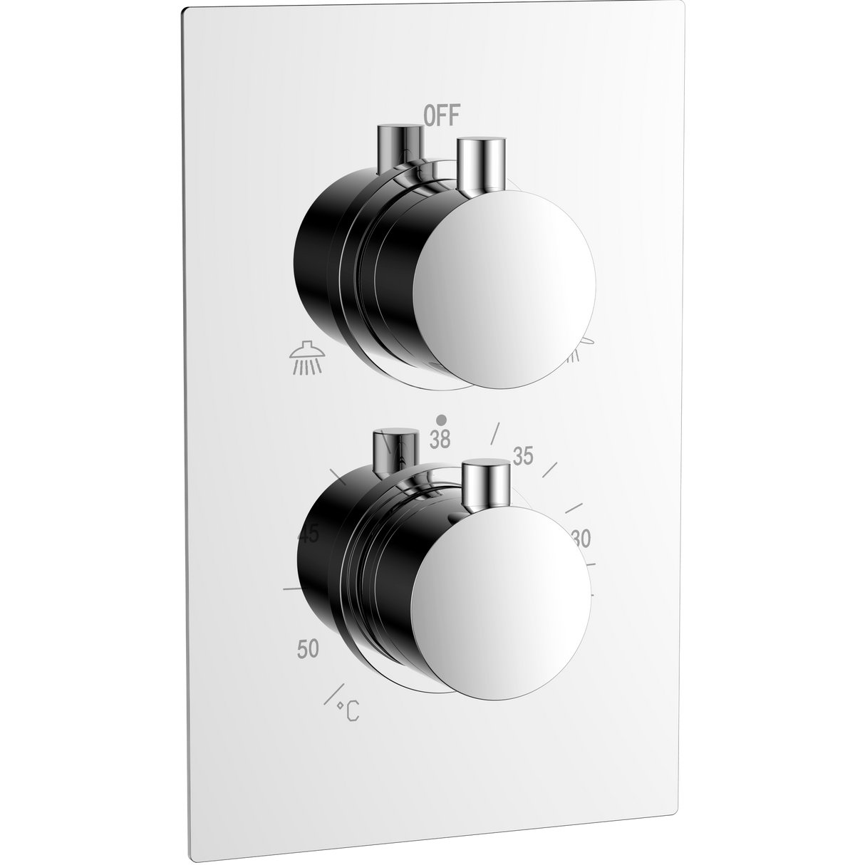 Ellsi Zona 2-Outlet Thermostatic Concealed Shower Valve With Diverter Chrome CSV-04-CH