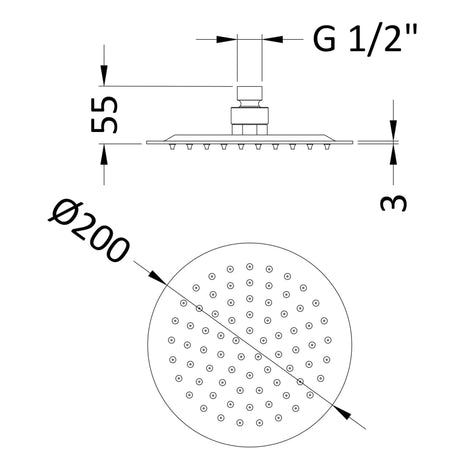 Nuie Round Stainless Steel Fixed Head Shower 200mm Brushed Bronze A15082 LD