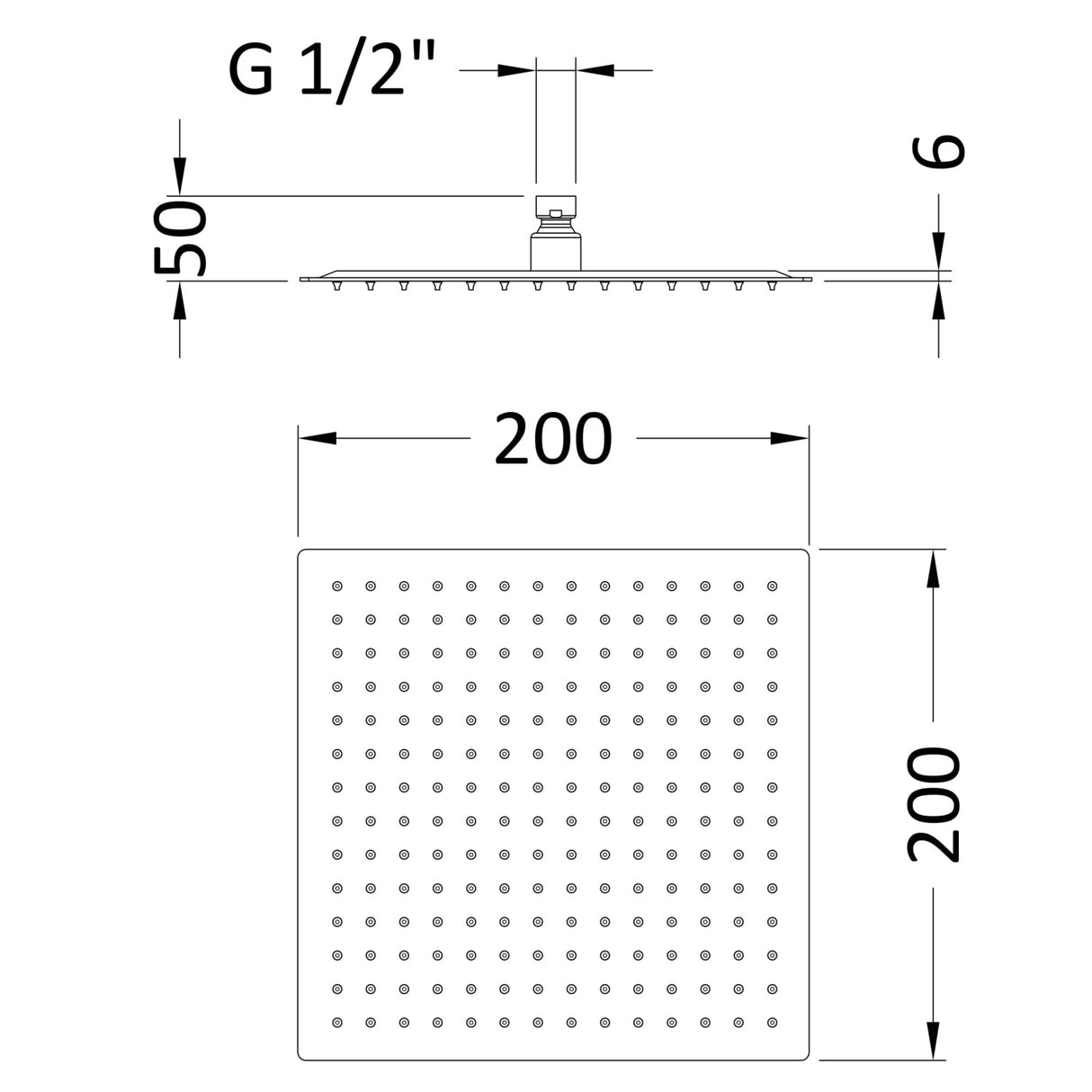 Nuie Square Stainless Steel Fixed Head Shower 200x200mm Brushed Bronze A15088 LD