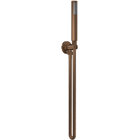 Nuie Round Elbow Outlet with Holder, Hose & Handset Brushed Bronze A15263