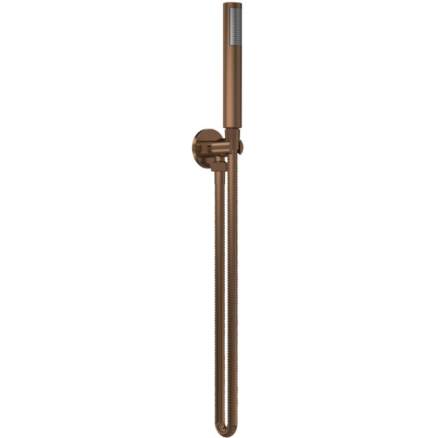 Nuie Round Elbow Outlet with Holder, Hose & Handset Brushed Bronze A15263