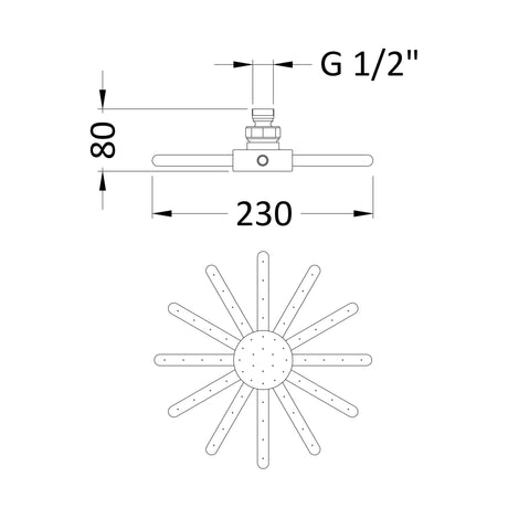 Hudson Reed Cloudburst Fixed Head Shower 230mm Dia. Chrome A3027 LD