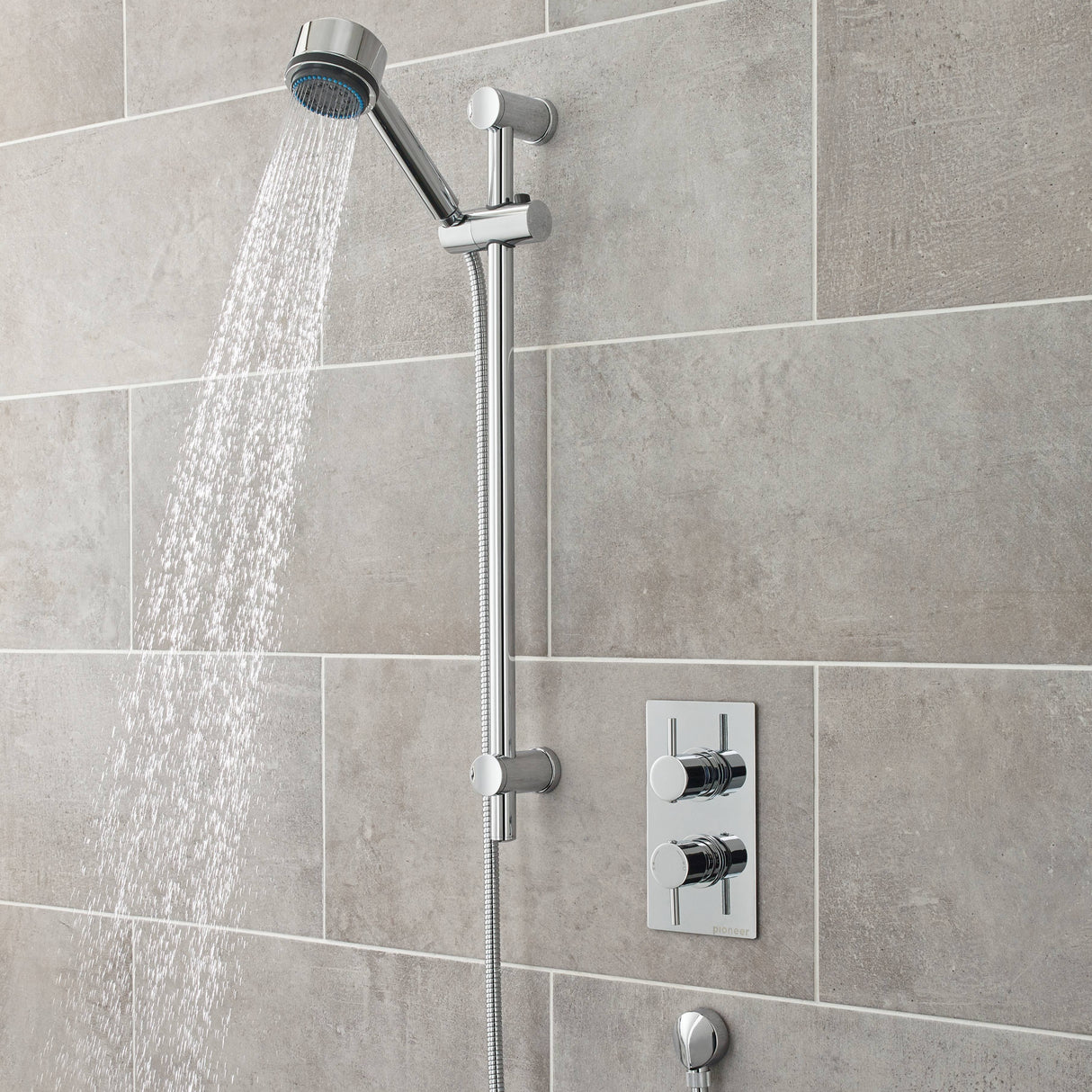 Nuie Multi-Function Sliding Rail Kit & Elbow Outlet, Adjustable Brackets Chrome A3040 LS