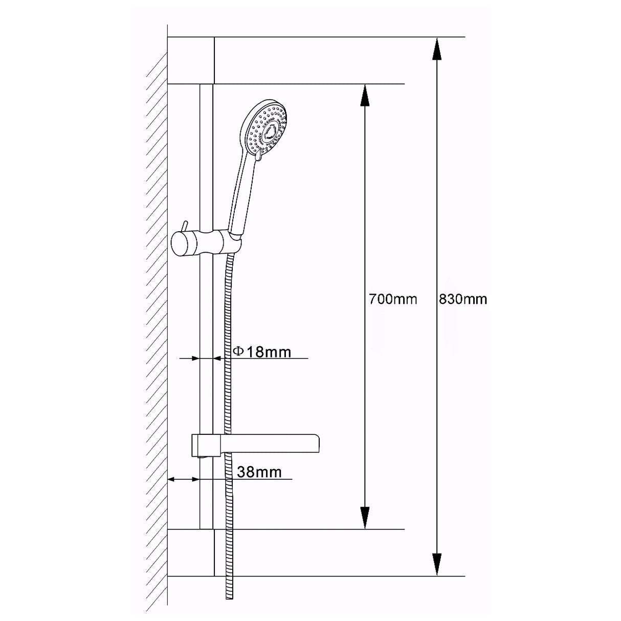 Hudson Reed Slimline Multi-function Sliding Rail Kit & Elbow Outlet Chrome A3041 LD