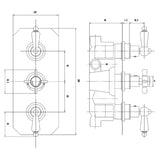 Nuie Edwardian Traditional 2 Outlet Thermostatic Concealed Shower Valve Chrome A3057 LD