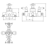 Nuie Edwardian Traditional 2 Outlet Thermostatic Exposed Shower Valve Chrome A3057E LD