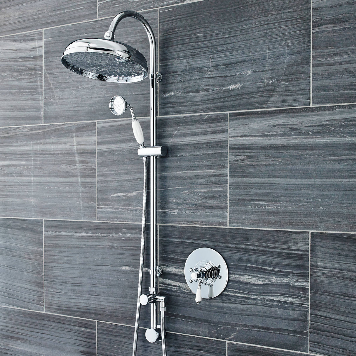 Nuie Victorian Traditional 1 Outlet Thermostatic Dual Concealed Shower Valve Chrome A3092C LS2
